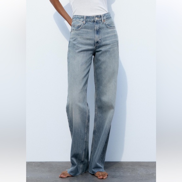 Zara TRF HIGH RISE WIDE LEG JEANS - Picture 3 of 7